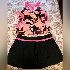 ZeroXposur Women's 2-Piece Highline tankini set in pink and blac